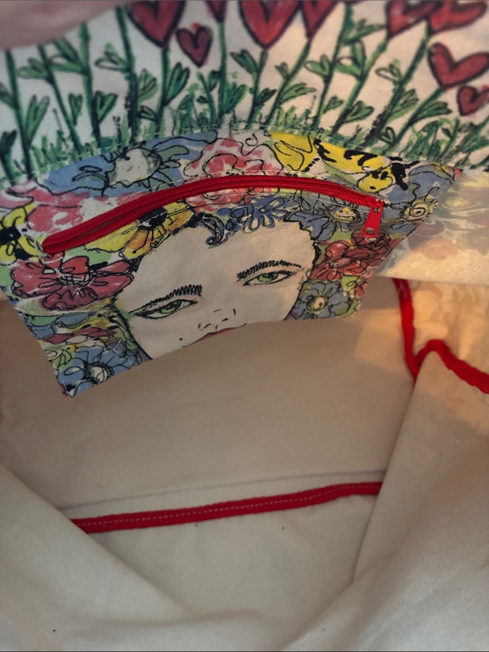Brighton Tote with Pink Straps and Multicolor Floral Heart - Picture 5 of 5